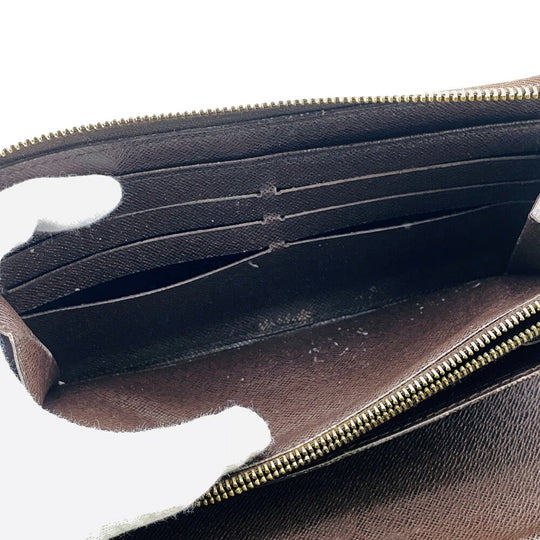 LOUIS VUITTON Long Wallet Purse N60003 leather Brown Zip Around Damier Zippy Organizer mens(Unisex) Used Authentic