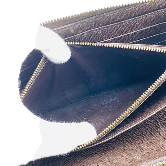 LOUIS VUITTON Long Wallet Purse N60003 leather Brown Zip Around Damier Zippy Organizer mens(Unisex) Used Authentic