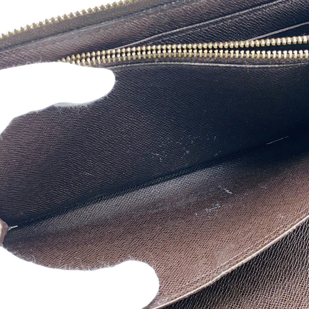 LOUIS VUITTON Long Wallet Purse N60003 leather Brown Zip Around Damier Zippy Organizer mens(Unisex) Used Authentic
