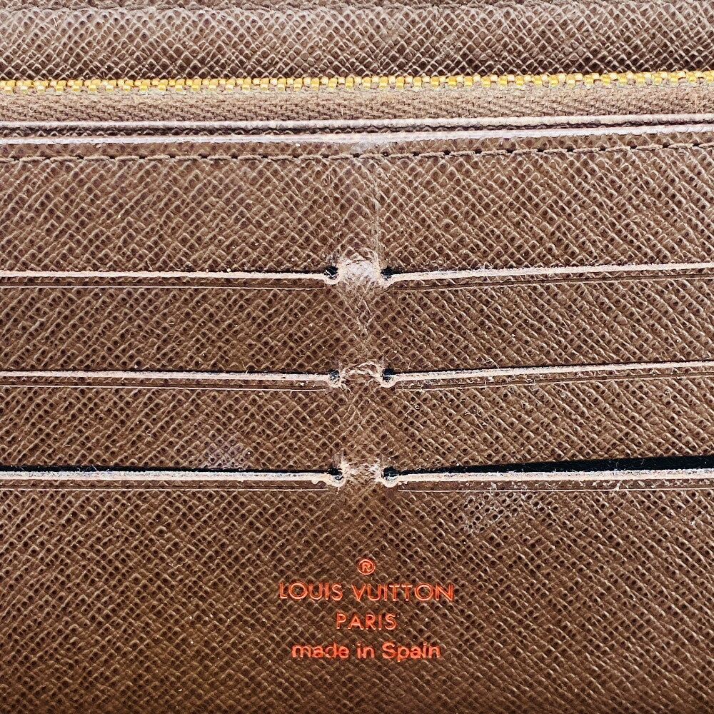 LOUIS VUITTON Long Wallet Purse N60003 leather Brown Zip Around Damier Zippy Organizer mens(Unisex) Used Authentic