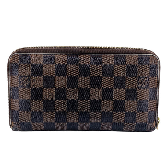 LOUIS VUITTON Long Wallet Purse N60003 leather Brown Zip Around Damier Zippy Organizer mens(Unisex) Used Authentic