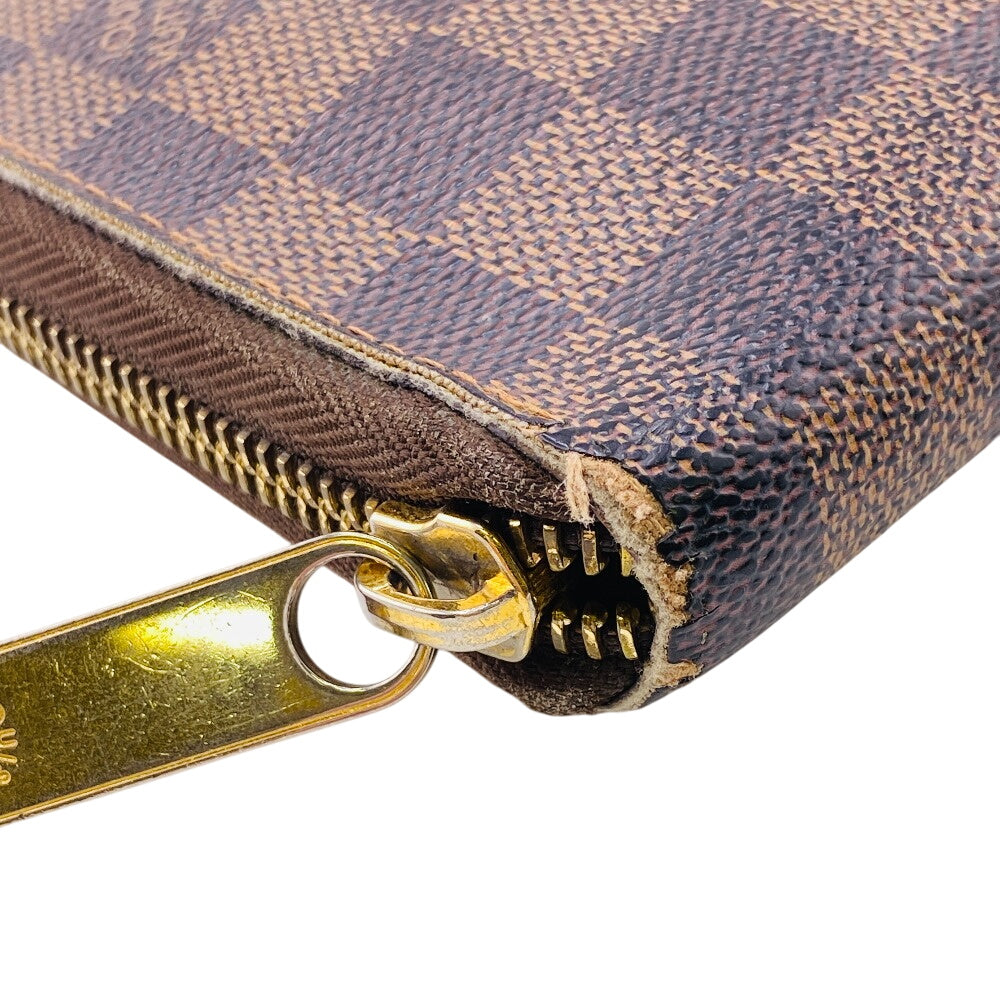 LOUIS VUITTON Long Wallet Purse N60003 leather Brown Zip Around Damier Zippy Organizer mens(Unisex) Used Authentic