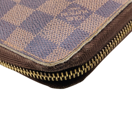 LOUIS VUITTON Long Wallet Purse N60003 leather Brown Zip Around Damier Zippy Organizer mens(Unisex) Used Authentic