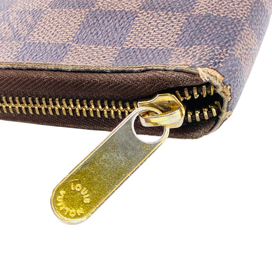 LOUIS VUITTON Long Wallet Purse N60003 leather Brown Zip Around Damier Zippy Organizer mens(Unisex) Used Authentic