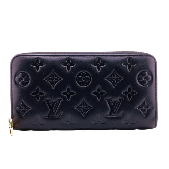 LOUIS VUITTON Long Wallet Purse M68382 Lambskin, Monogram Embossed black LV