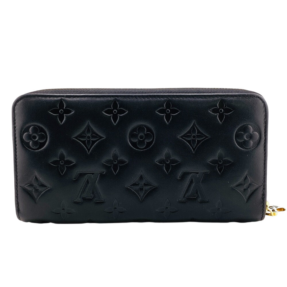 LOUIS VUITTON Long Wallet Purse M68382 Lambskin, Monogram Embossed black LV