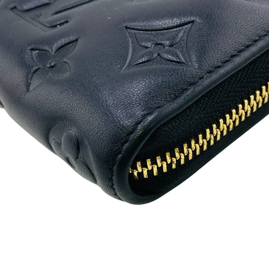 LOUIS VUITTON Long Wallet Purse M68382 Lambskin, Monogram Embossed black LV