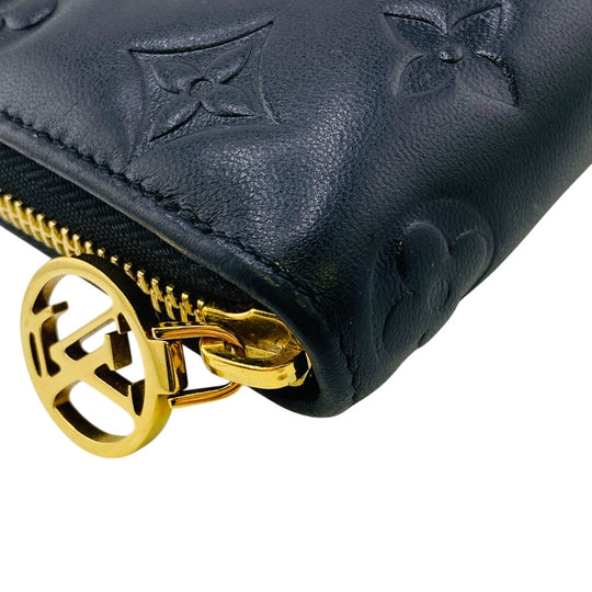 LOUIS VUITTON Long Wallet Purse M68382 Lambskin, Monogram Embossed black LV