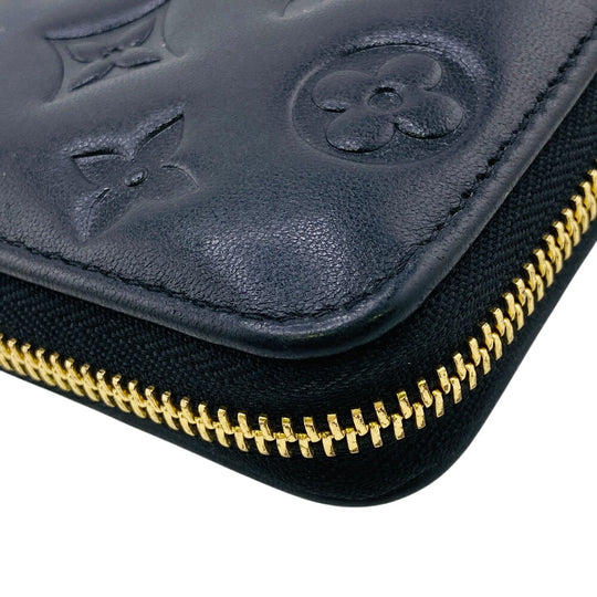 LOUIS VUITTON Long Wallet Purse M68382 Lambskin, Monogram Embossed black LV