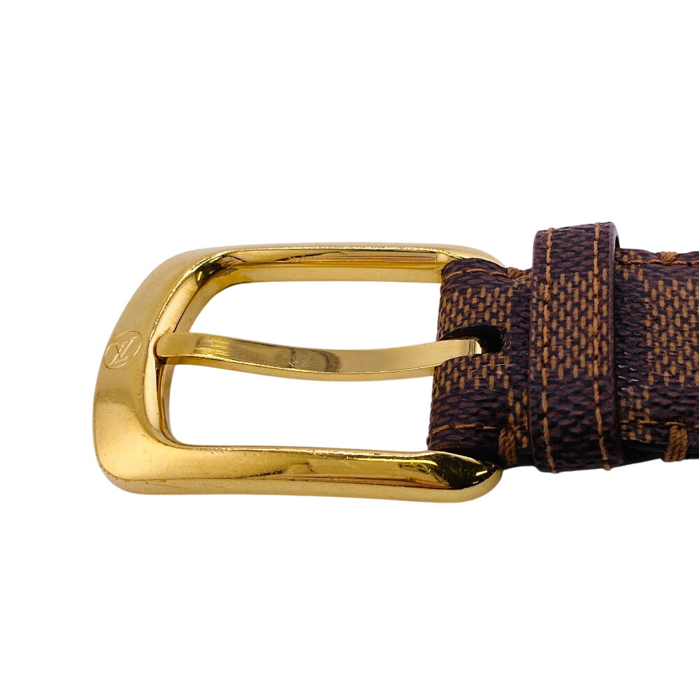 LOUIS VUITTON belt M6995 Damier canvas, leather Brown Saintur Damier Ellipse Damier mens Used Authentic