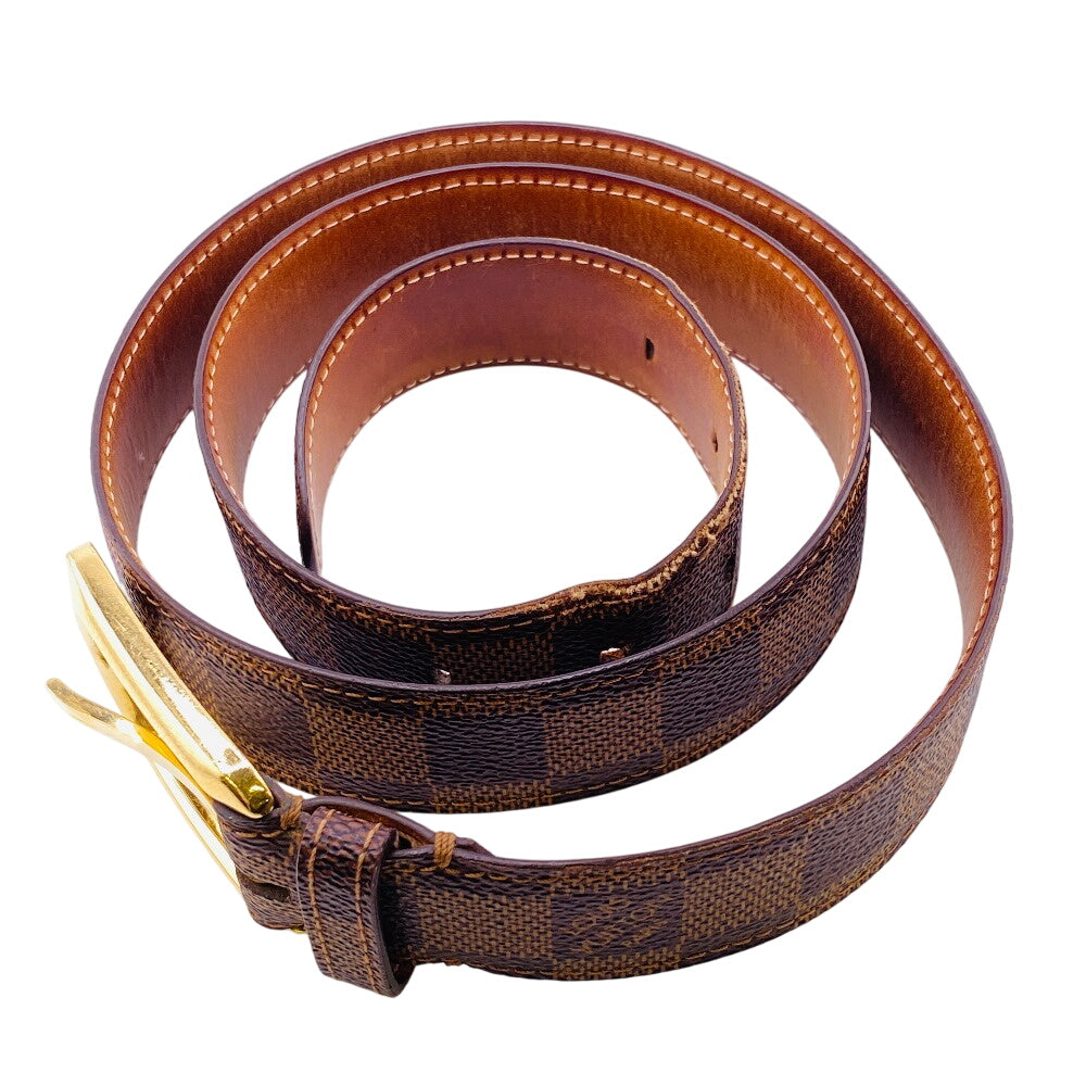 LOUIS VUITTON belt M6995 Damier canvas, leather Brown Saintur Damier Ellipse Damier mens Used Authentic