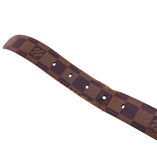 LOUIS VUITTON belt M6995 Damier canvas, leather Brown Saintur Damier Ellipse Damier mens Used Authentic