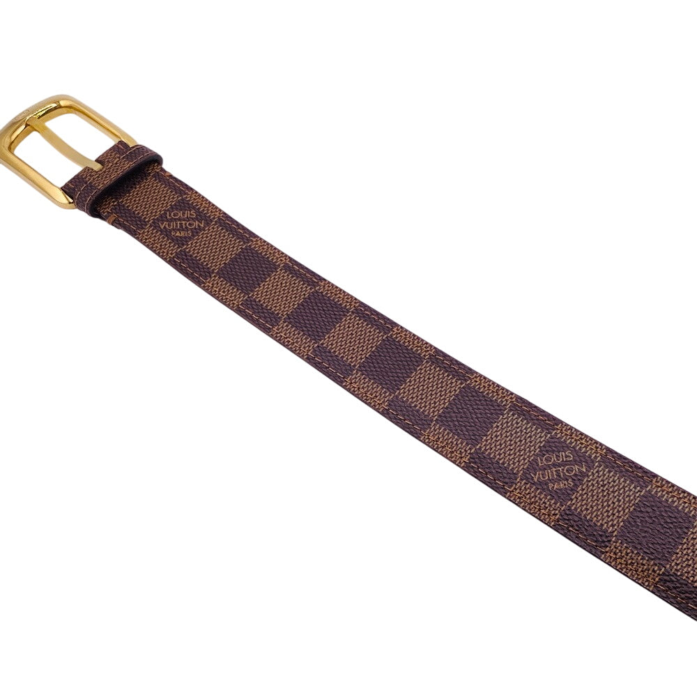 LOUIS VUITTON belt M6995 Damier canvas, leather Brown Saintur Damier Ellipse Damier mens Used Authentic