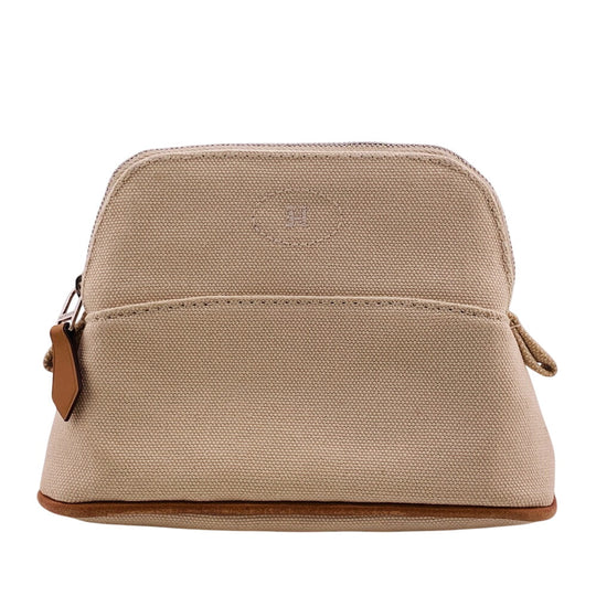 HERMES Pouch canvas beige Bollid pouch mini Women Used Authentic