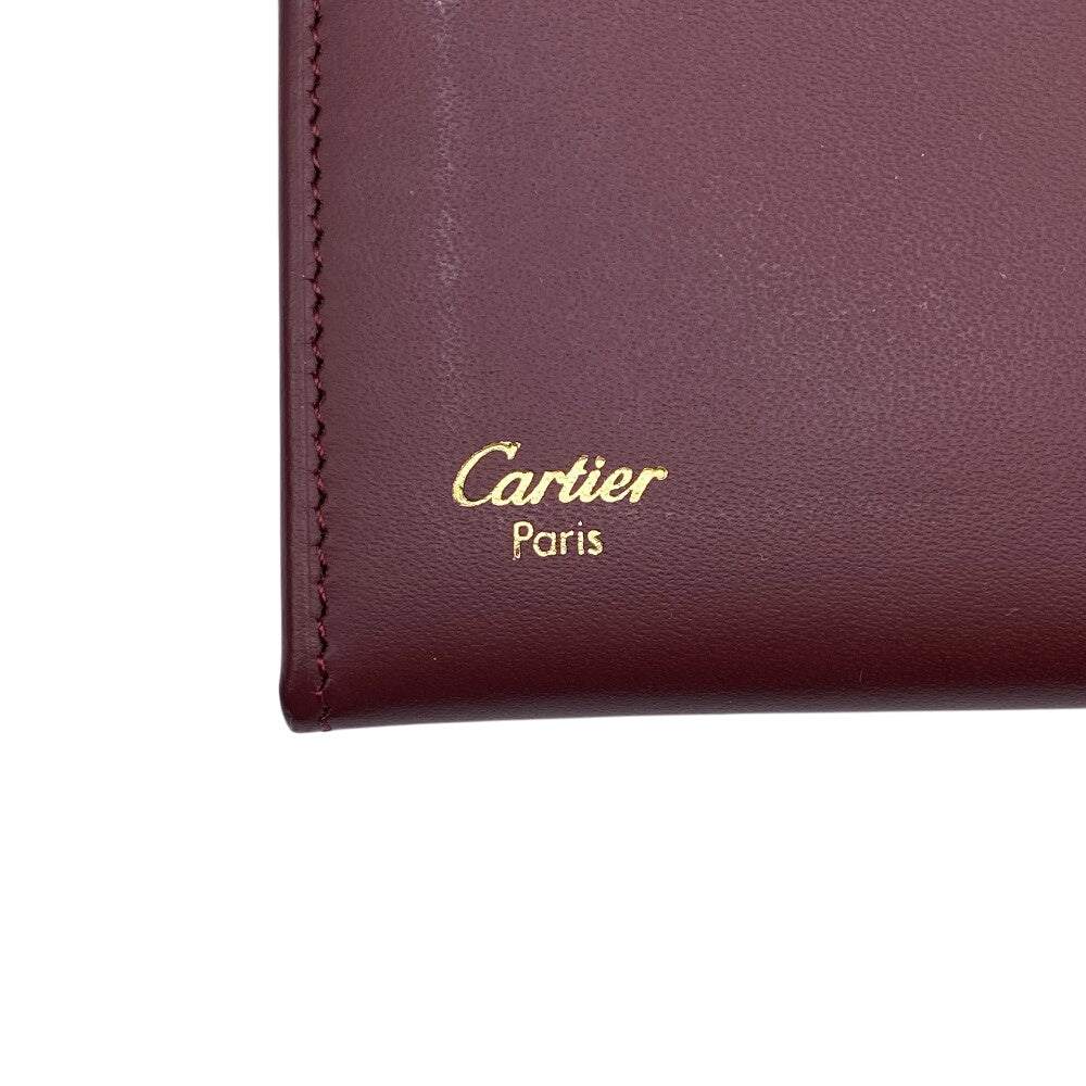 CARTIER Card Case leather Bordeaux name card holder Must Line Women Used Authentic