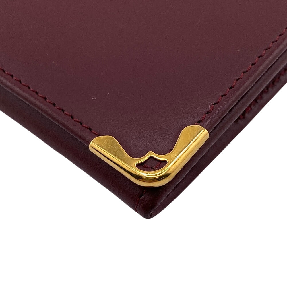 CARTIER Card Case leather Bordeaux name card holder Must Line Women Used Authentic