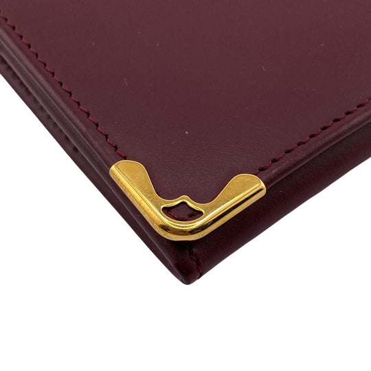 CARTIER Card Case leather Bordeaux name card holder Must Line Women Used Authentic