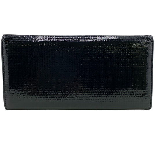 CARTIER Long Wallet Purse Patent leather black happy Birthday mens Used Authentic