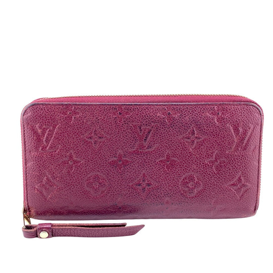 LOUIS VUITTON Long Wallet Purse M60549 leather wine-red Zip Around Monogram Ann Platt Zippy wallet Women Used Authentic