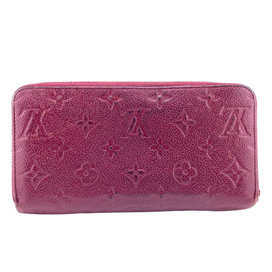 LOUIS VUITTON Long Wallet Purse M60549 leather wine-red Zip Around Monogram Ann Platt Zippy wallet Women Used Authentic
