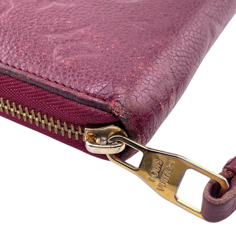 LOUIS VUITTON Long Wallet Purse M60549 leather wine-red Zip Around Monogram Ann Platt Zippy wallet Women Used Authentic