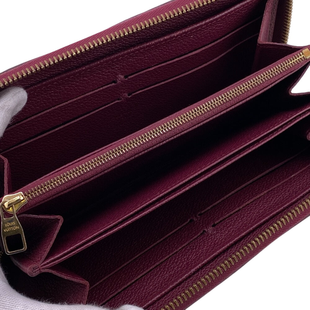 LOUIS VUITTON Long Wallet Purse M60549 leather wine-red Zip Around Monogram Ann Platt Zippy wallet Women Used Authentic