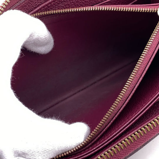 LOUIS VUITTON Long Wallet Purse M60549 leather wine-red Zip Around Monogram Ann Platt Zippy wallet Women Used Authentic