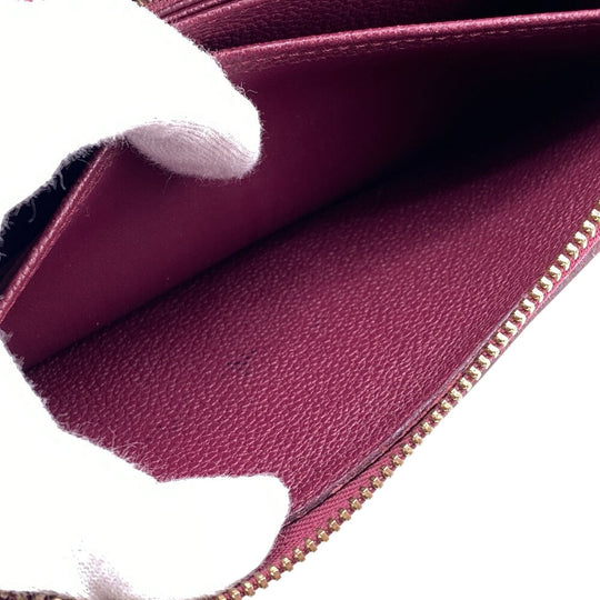 LOUIS VUITTON Long Wallet Purse M60549 leather wine-red Zip Around Monogram Ann Platt Zippy wallet Women Used Authentic