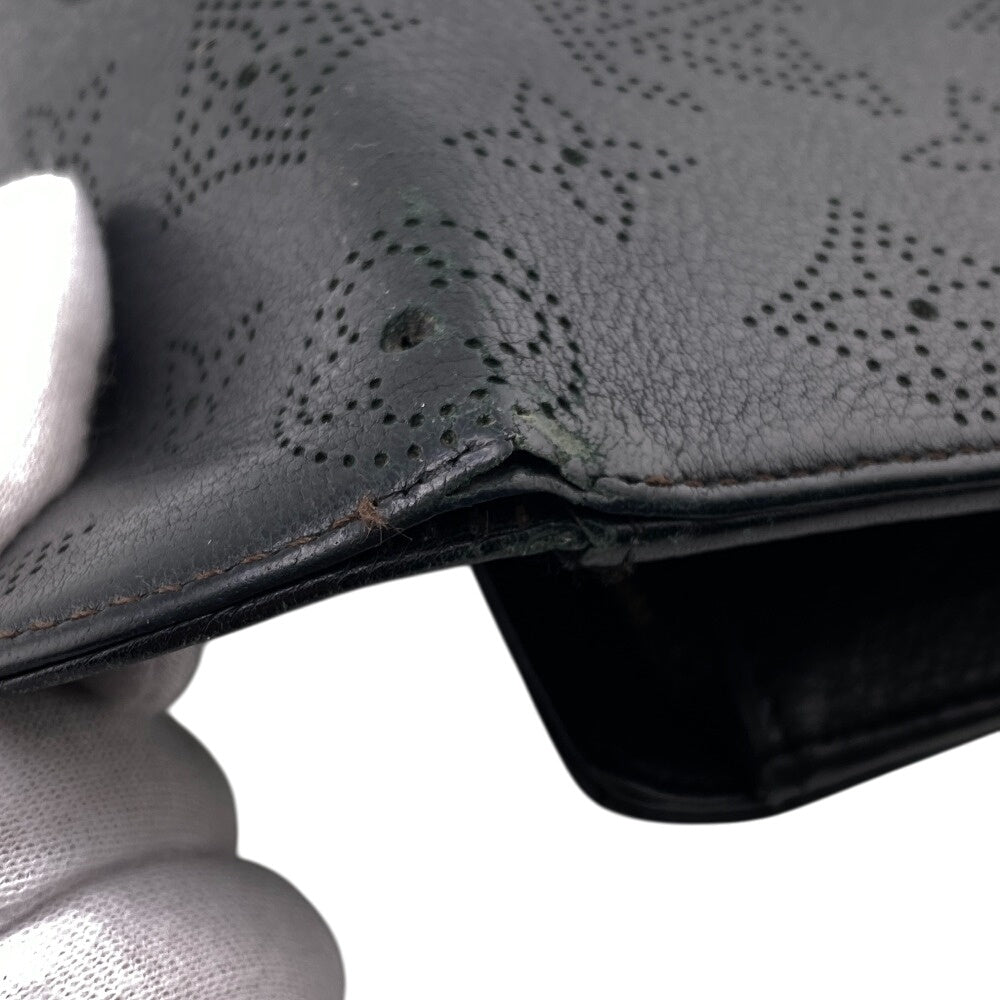 LOUIS VUITTON Long Wallet Purse M95549 leather black Portefeuille Mahina Amelia Women Used Authentic