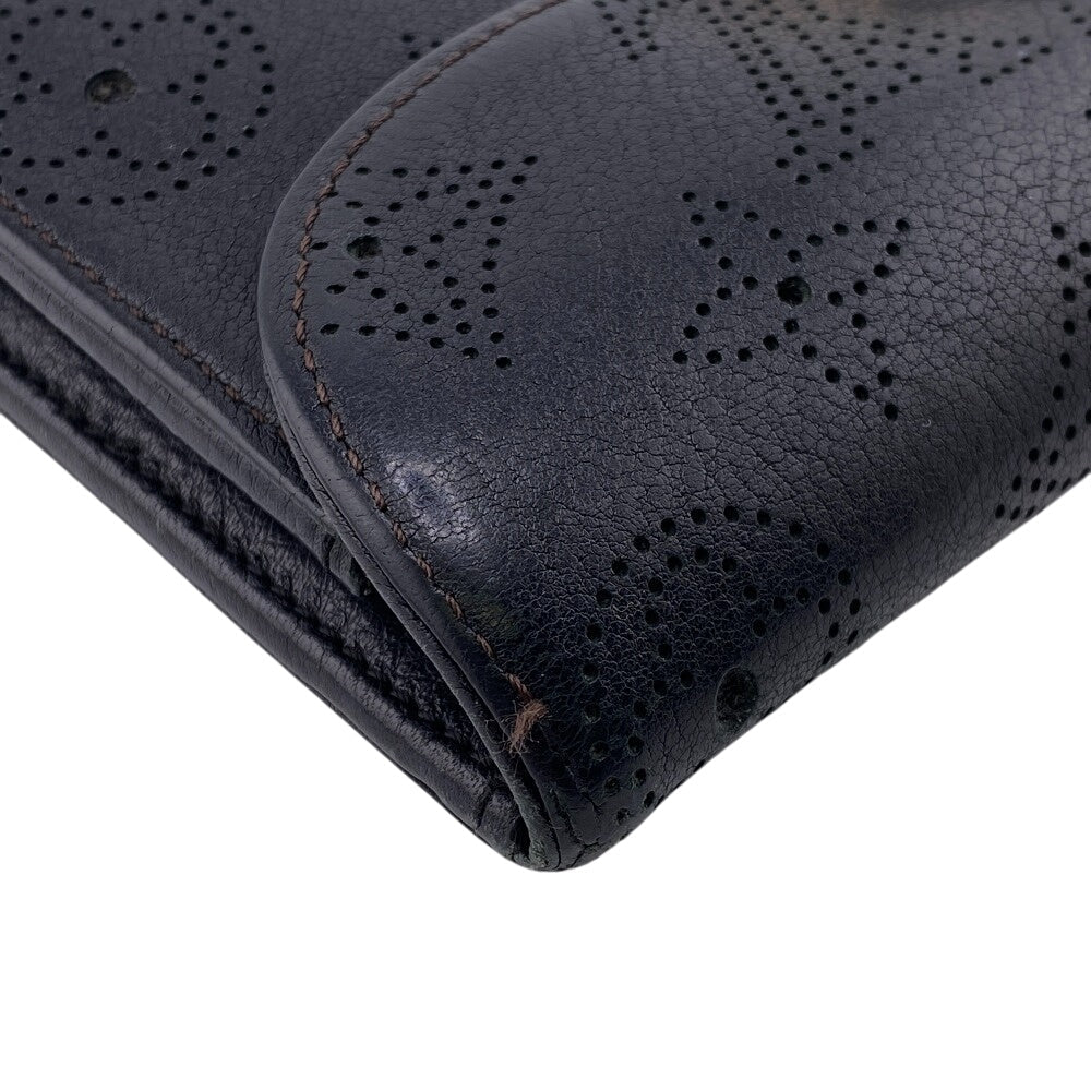 LOUIS VUITTON Long Wallet Purse M95549 leather black Portefeuille Mahina Amelia Women Used Authentic