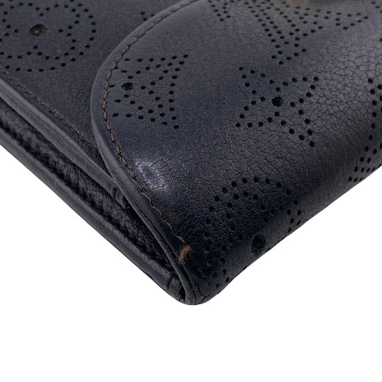 LOUIS VUITTON Long Wallet Purse M95549 leather black Portefeuille Mahina Amelia Women Used Authentic