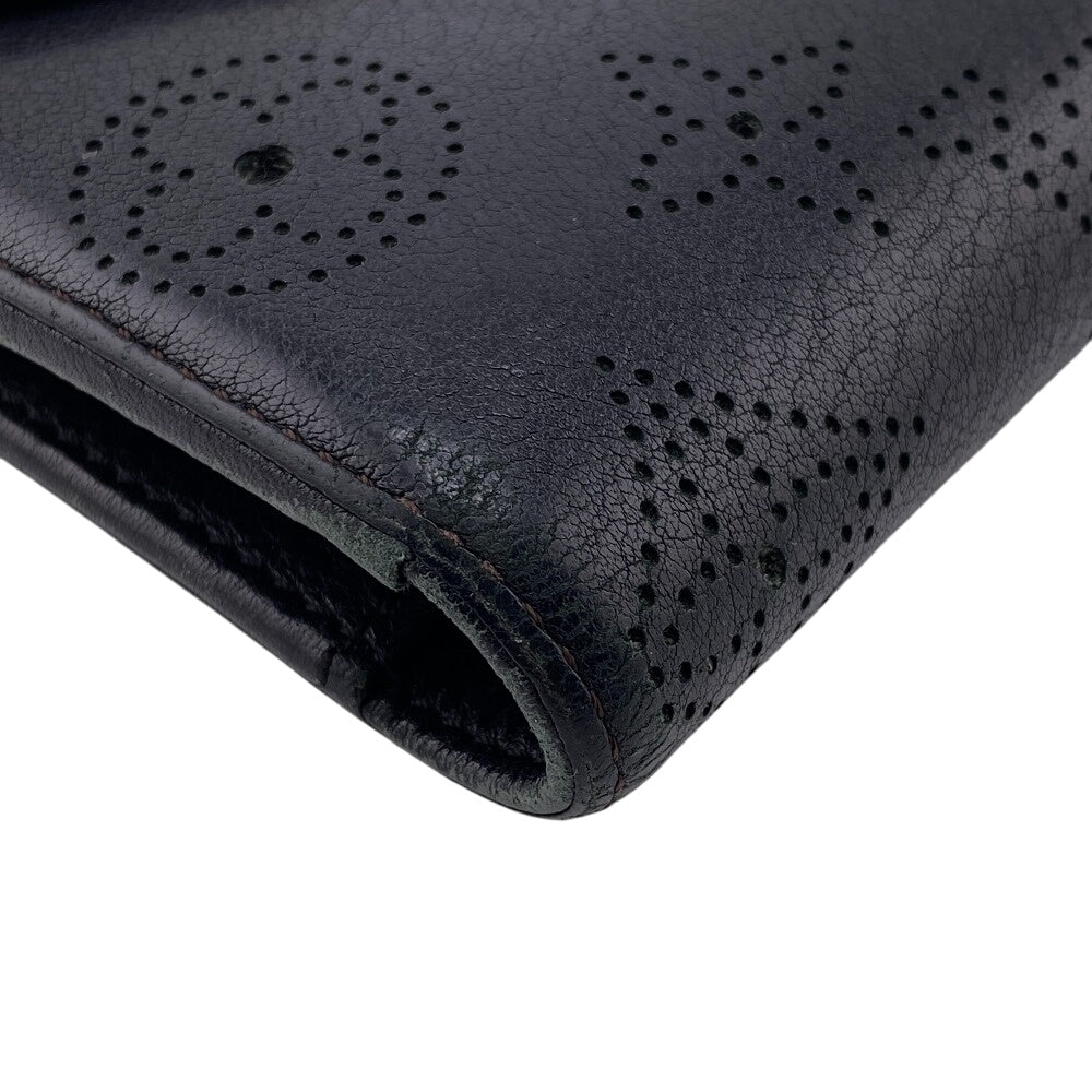 LOUIS VUITTON Long Wallet Purse M95549 leather black Portefeuille Mahina Amelia Women Used Authentic