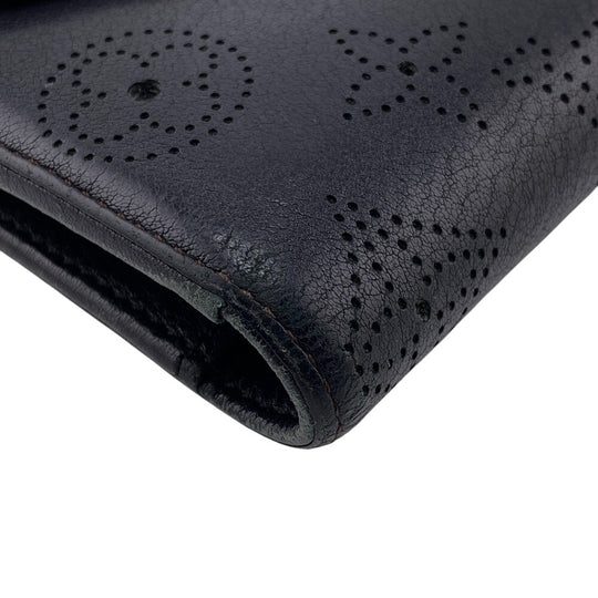 LOUIS VUITTON Long Wallet Purse M95549 leather black Portefeuille Mahina Amelia Women Used Authentic