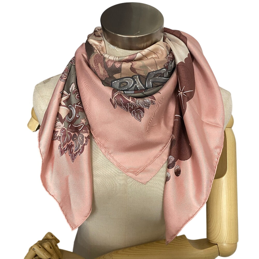 HERMES scarf silk pink AUBE LIBRE COMME L' ANGE Dawn Pegasus Carre90 Women Used Authentic