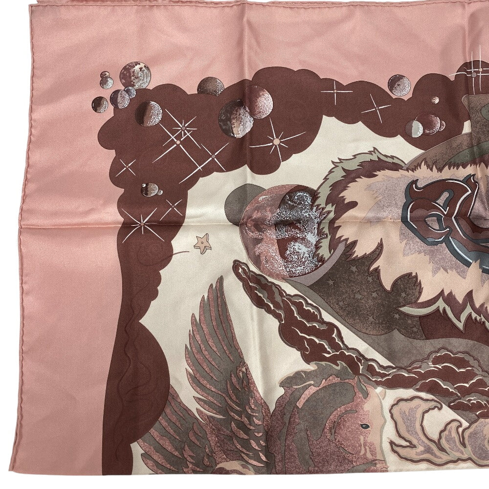HERMES scarf silk pink AUBE LIBRE COMME L' ANGE Dawn Pegasus Carre90 Women Used Authentic