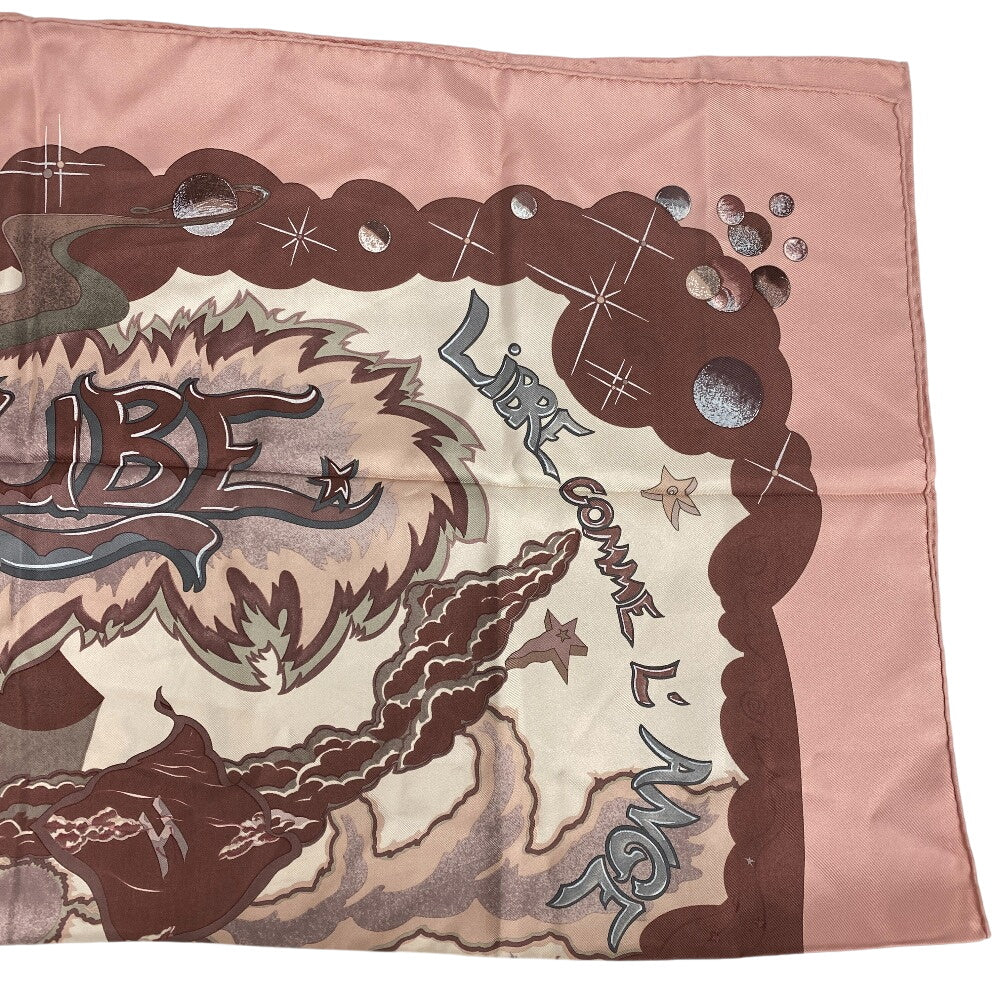 HERMES scarf silk pink AUBE LIBRE COMME L' ANGE Dawn Pegasus Carre90 Women Used Authentic