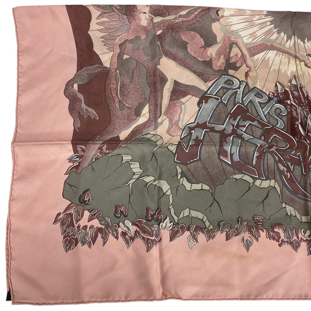 HERMES scarf silk pink AUBE LIBRE COMME L' ANGE Dawn Pegasus Carre90 Women Used Authentic