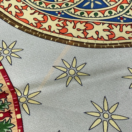 HERMES scarf silk green TROPHEES de VENISE Carre90