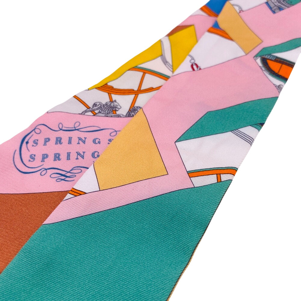 HERMES scarf silk pink SPRINGS SPRINGS 063932S Twilly