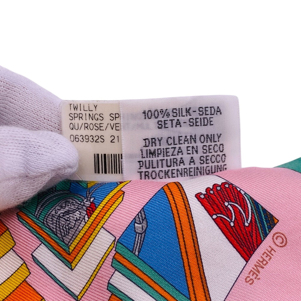 HERMES scarf silk pink SPRINGS SPRINGS 063932S Twilly