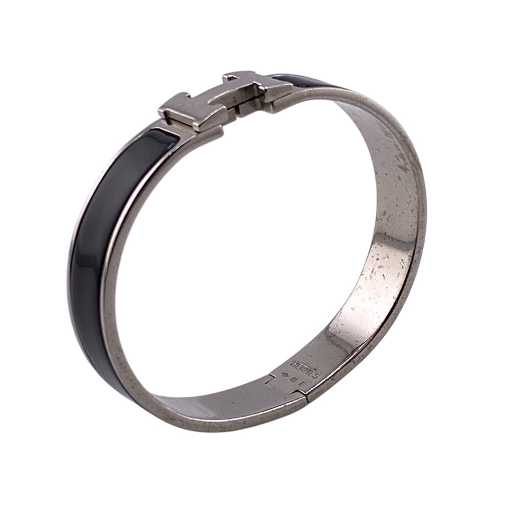 HERMES Bangle Gold Plated black Click crack PM