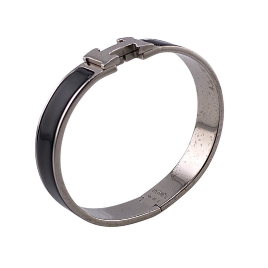 HERMES Bangle Gold Plated black Click crack PM