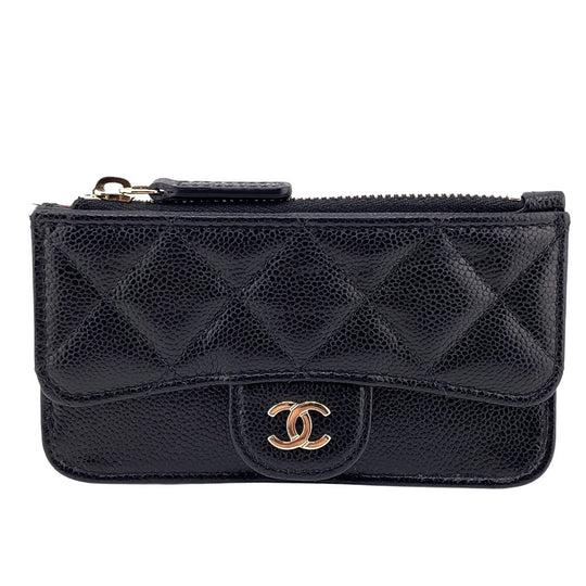 CHANEL Coin case Caviar skin black COCO Mark