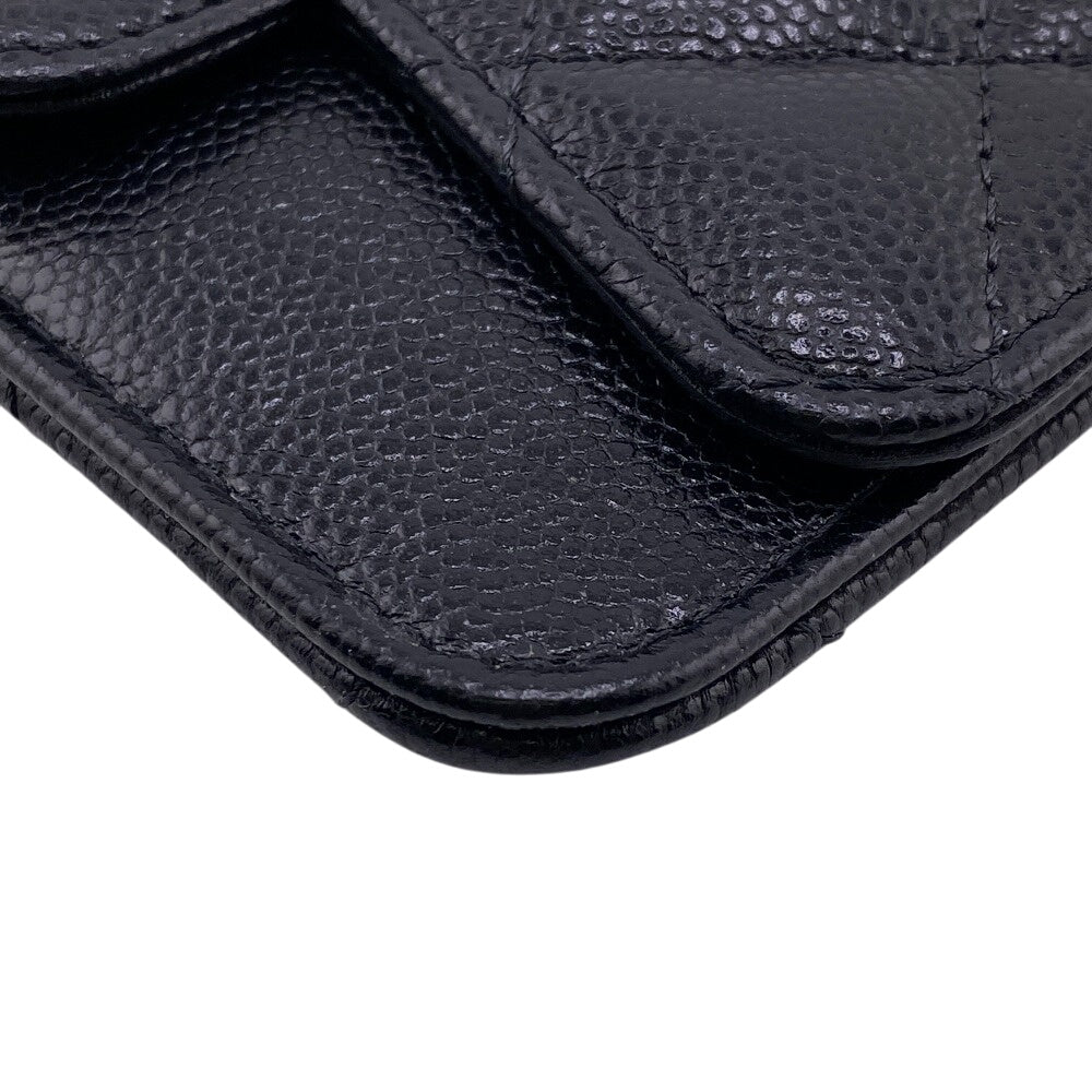 CHANEL Coin case Caviar skin black COCO Mark
