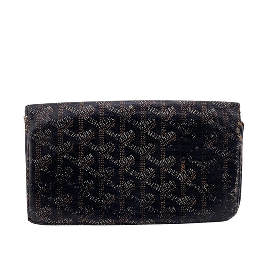 GOYARD Long Wallet Purse leather black Bifold Wallet Herringbone Li Sully mens Used Authentic