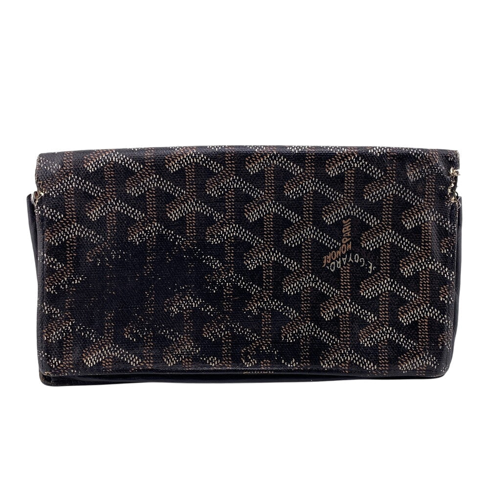 GOYARD Long Wallet Purse leather black Bifold Wallet Herringbone Li Sully mens Used Authentic