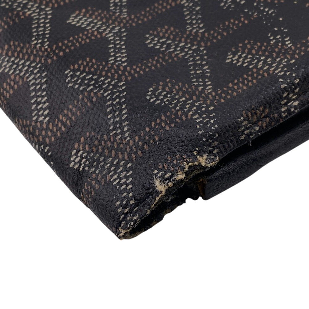 GOYARD Long Wallet Purse leather black Bifold Wallet Herringbone Li Sully mens Used Authentic