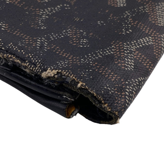 GOYARD Long Wallet Purse leather black Bifold Wallet Herringbone Li Sully mens Used Authentic