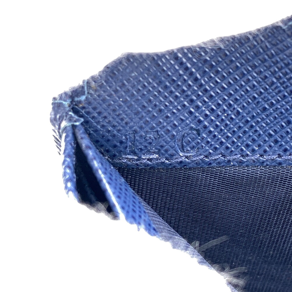 PRADA Long Wallet Purse 1ML183 leather blue Saffiano triangular plate
