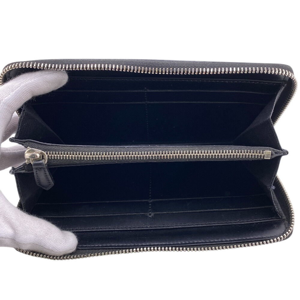 GIVENCHY Long Wallet Purse leather black Zip Around 1917 17 0117 mens(Unisex) Used Authentic